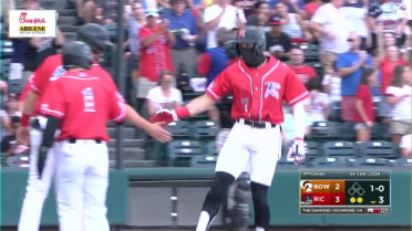 Vaun Brown rockets a three-run home run to left field