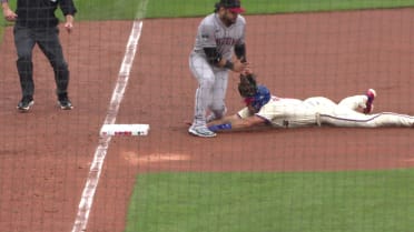 J.T. Realmuto out at third after review