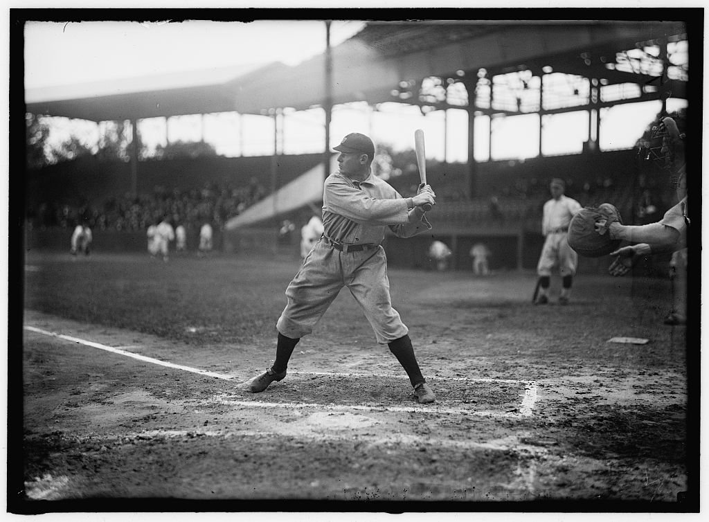 Sam Crawford batting for the Tigers in 1913. (Bain Collection/Library of Congress)